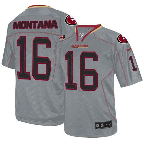 49ers #16 Joe Montana Lights Out Grey Youth Stitched NFL Elite Jersey