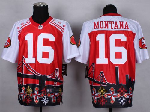 49ers #16 Joe Montana Red Men’s Stitched NFL Elite Noble Fashion Jersey