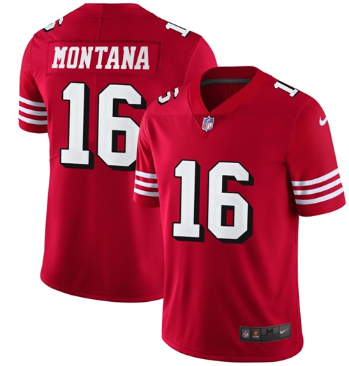 49ers #16 Joe Montana Red Team Color Men’s Stitched NFL Vapor Untouchable II Jersey