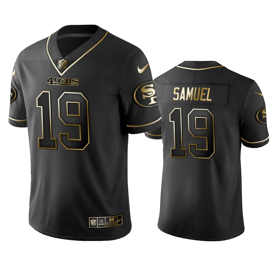 49ers #19 Deebo Samuel Black Golden Edition Stitched NFL Jersey