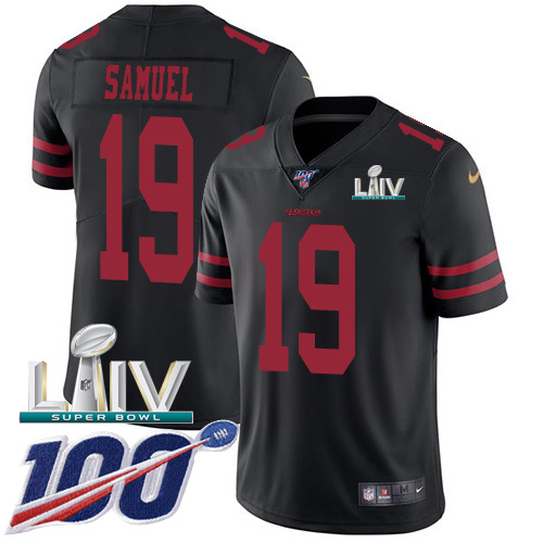 49ers #19 Deebo Samuel Black Super Bowl LIV 2020 Alternate Youth Stitched NFL 100th Season Vapor Jersey