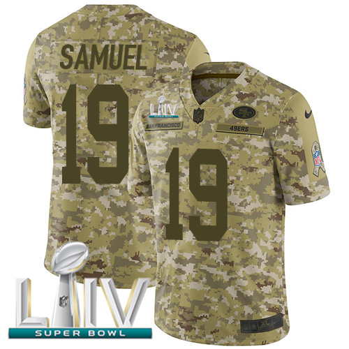 49ers #19 Deebo Samuel Camo Super Bowl LIV 2020 Men’s Stitched NFL 2018 Salute To Service Jersey