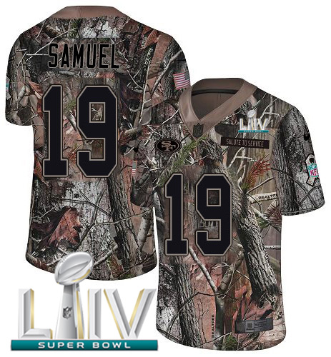 49ers #19 Deebo Samuel Camo Super Bowl LIV 2020 Men’s Stitched NFL Rush Realtree Jersey