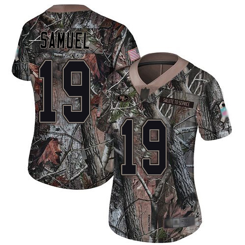 49ers #19 Deebo Samuel Camo Women’s Stitched NFL Rush Realtree Jersey