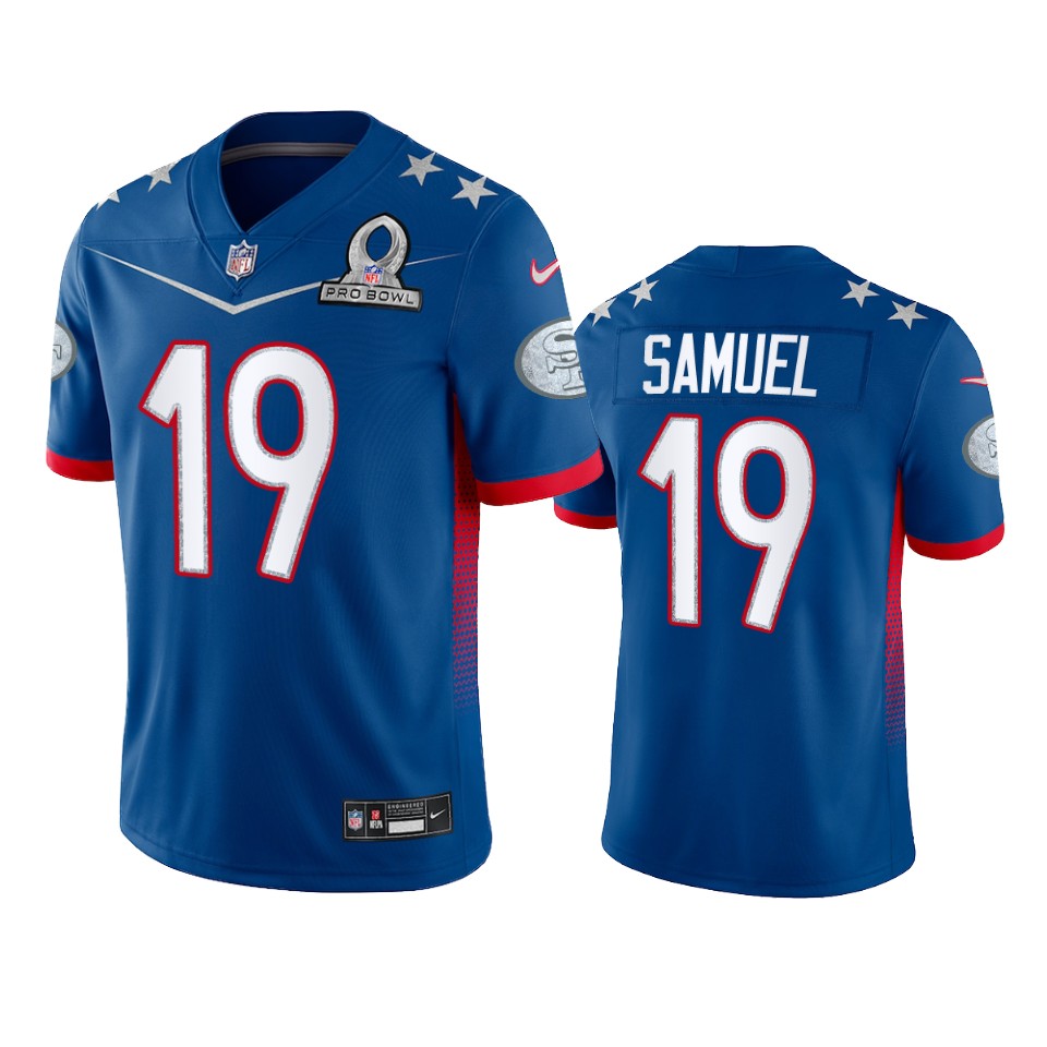 49ers #19 Deebo Samuel Men’s NFL 2022 NFC Pro Bowl Game Jersey Royal