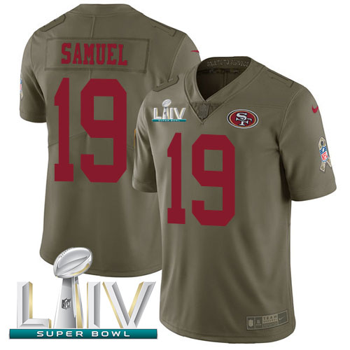 49ers #19 Deebo Samuel Olive Super Bowl LIV 2020 Men’s Stitched NFL 2017 Salute To Service Jersey
