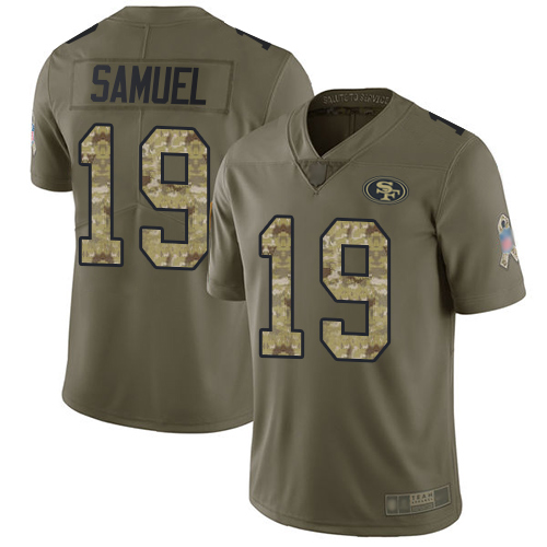 49ers #19 Deebo Samuel Olive/Camo Men’s Stitched NFL 2017 Salute To Service Jersey