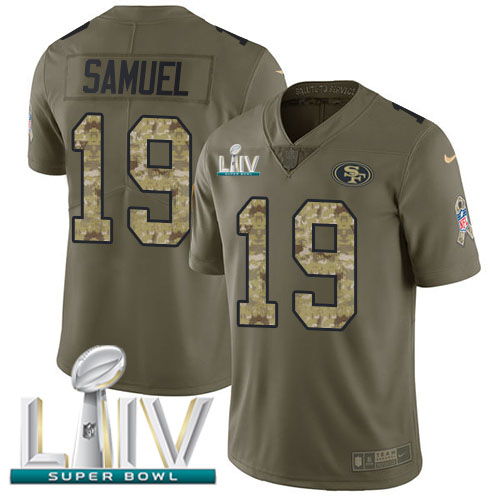 49ers #19 Deebo Samuel Olive/Camo Super Bowl LIV 2020 Youth Stitched NFL 2017 Salute To Service Jersey