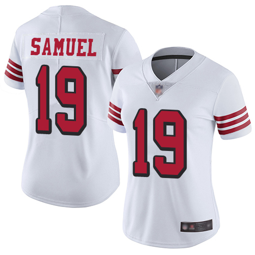 49ers #19 Deebo Samuel White Rush Women’s Stitched NFL Vapor Untouchable Jersey