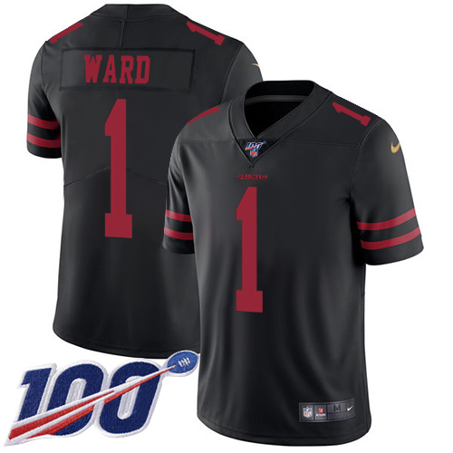 49ers #1 Jimmie Ward Black Alternate Men’s Stitched NFL 100th Season Vapor Jersey