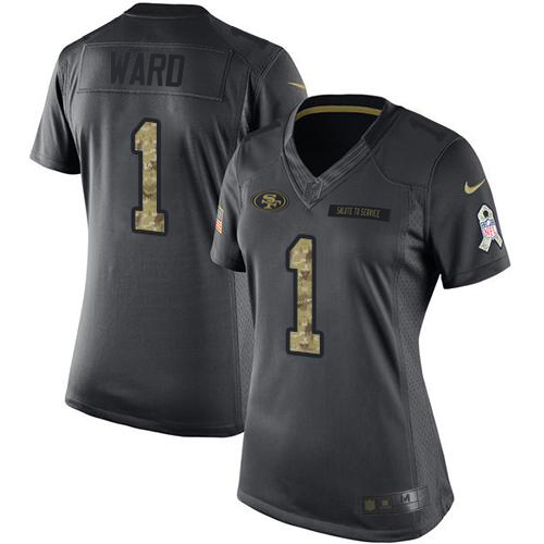 49ers #1 Jimmie Ward Black Women’s Stitched NFL 2016 Salute To Service Jersey