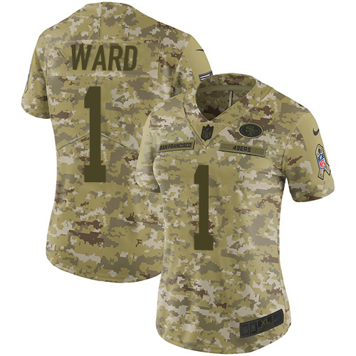 49ers #1 Jimmie Ward Camo Women’s Stitched NFL 2018 Salute To Service Jersey
