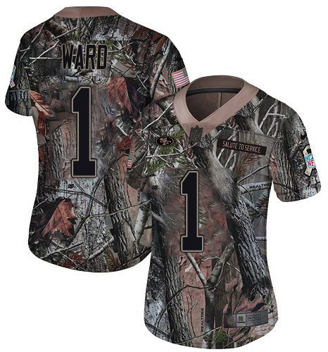 49ers #1 Jimmie Ward Camo Women’s Stitched NFL Rush Realtree Jersey