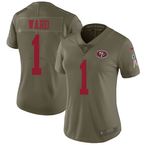 49ers #1 Jimmie Ward Olive Women’s Stitched NFL 2017 Salute To Service Jersey