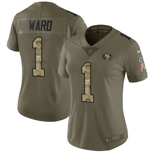 49ers #1 Jimmie Ward Olive/Camo Women’s Stitched NFL 2017 Salute To Service Jersey