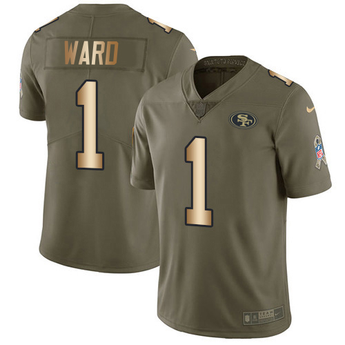 49ers #1 Jimmie Ward Olive/Gold Men’s Stitched NFL 2017 Salute To Service Jersey