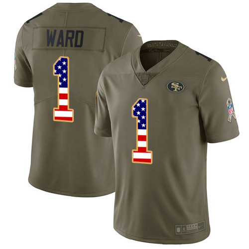 49ers #1 Jimmie Ward Olive/USA Flag Men’s Stitched NFL 2017 Salute To Service Jersey