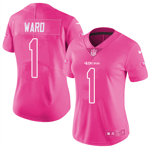 49ers #1 Jimmie Ward Pink Women’s Stitched NFL Rush Fashion Jersey