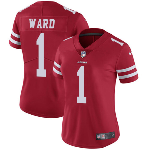 49ers #1 Jimmie Ward Red Team Color Women’s Stitched NFL Vapor Untouchable Jersey