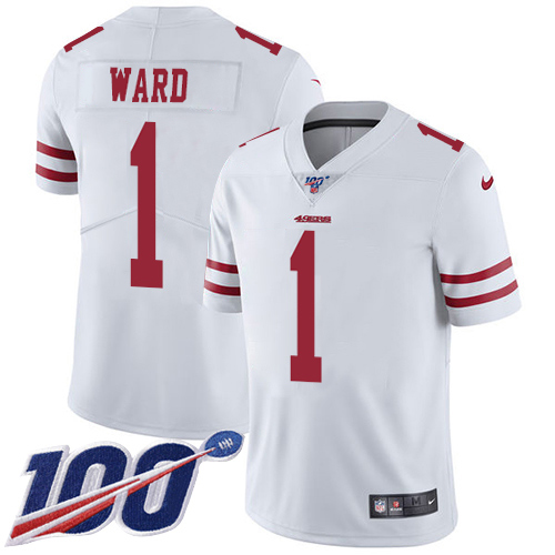 49ers #1 Jimmie Ward White Men’s Stitched NFL 100th Season Vapor Jersey
