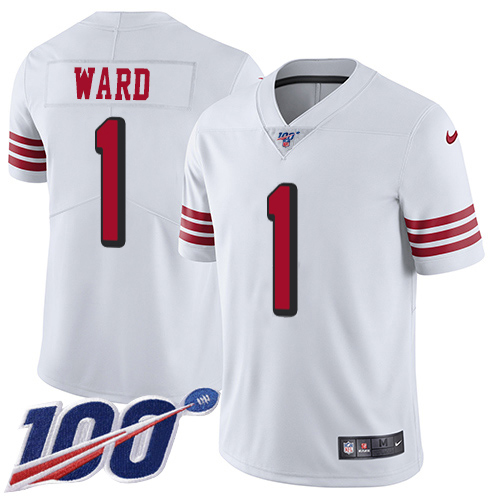49ers #1 Jimmie Ward White Rush Men’s Stitched NFL 100th Season Jersey