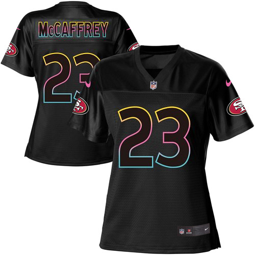 49ers #23 Christian McCaffrey Black Women’s NFL Fashion Game Jersey
