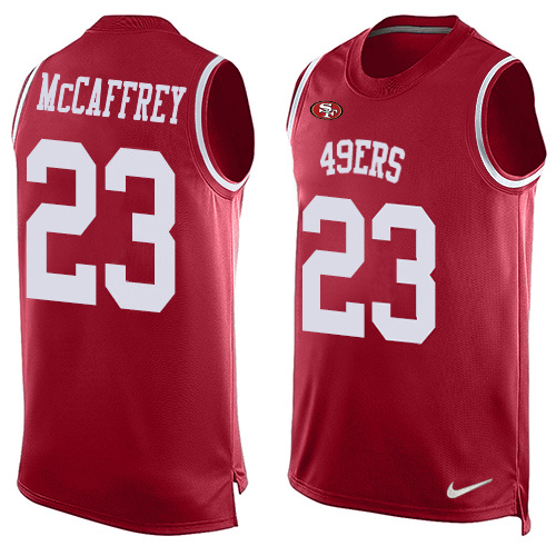 49ers #23 Christian McCaffrey Red Team Color Men’s Stitched NFL Tank Top Jersey