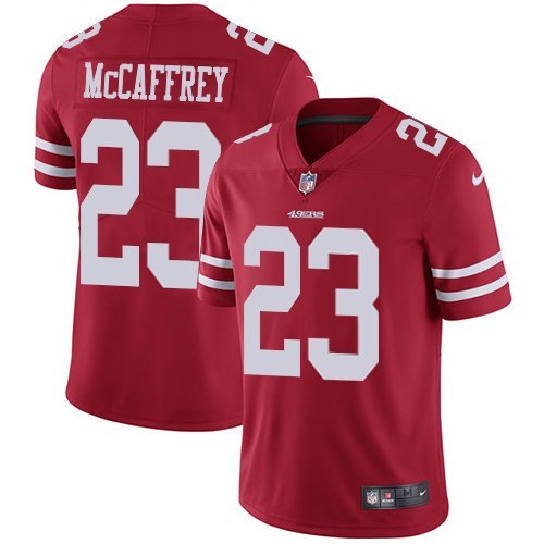 49ers #23 Christian McCaffrey Red Team Color Youth Stitched NFL Vapor Untouchable Jersey