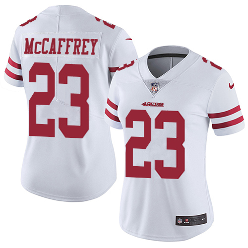 49ers #23 Christian McCaffrey White Women’s Stitched NFL Vapor Untouchable Jersey