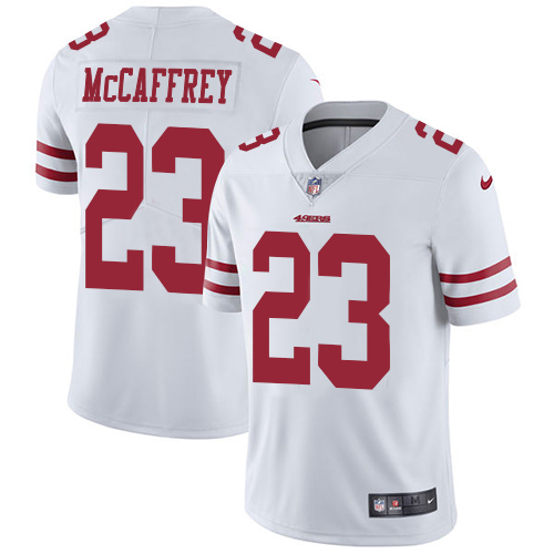 49ers #23 Christian McCaffrey White Youth Stitched NFL Vapor Untouchable Jersey