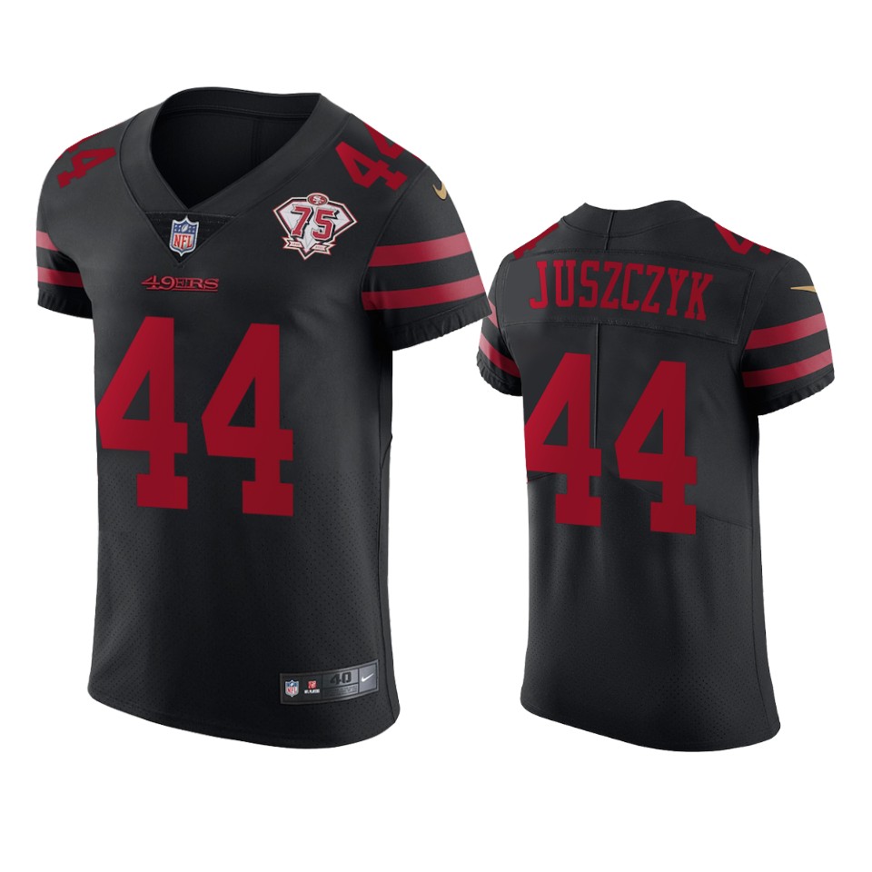 49ers #44 Kyle Juszczyk Black Alternate Men’s 75th Anniversary Stitched NFL Vapor Untouchable Elite Jersey