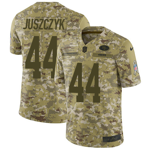 49ers #44 Kyle Juszczyk Camo Men’s Stitched NFL 2018 Salute To Service Jersey