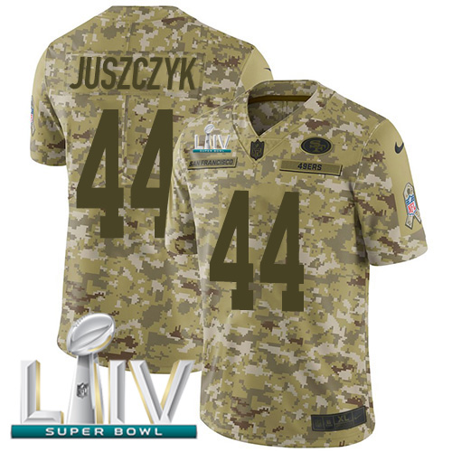 49ers #44 Kyle Juszczyk Camo Super Bowl LIV 2020 Men’s Stitched NFL 2018 Salute To Service Jersey