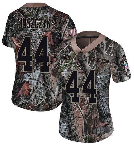 49ers #44 Kyle Juszczyk Camo Women’s Stitched NFL Rush Realtree Jersey