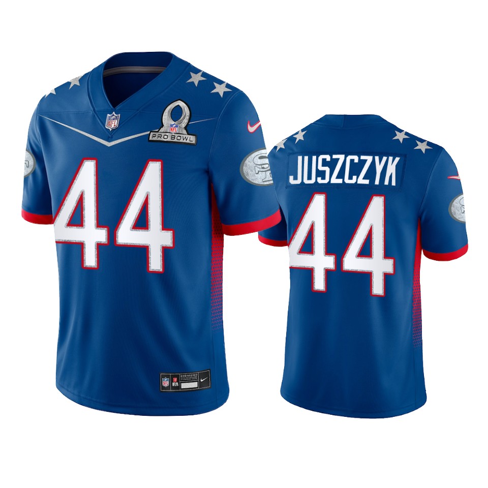 49ers #44 Kyle Juszczyk Men’s NFL 2022 NFC Pro Bowl Game Jersey Royal