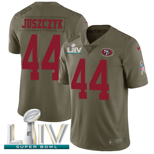 49ers #44 Kyle Juszczyk Olive Super Bowl LIV 2020 Men’s Stitched NFL 2017 Salute To Service Jersey