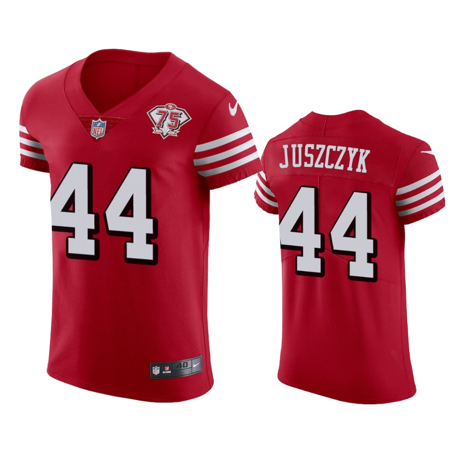 49ers #44 Kyle Juszczyk Red Rush Men’s 75th Anniversary Stitched NFL Vapor Untouchable Elite Jersey