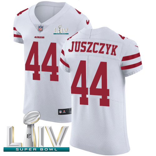 49ers #44 Kyle Juszczyk White Super Bowl LIV 2020 Men’s Stitched NFL Vapor Untouchable Elite Jersey