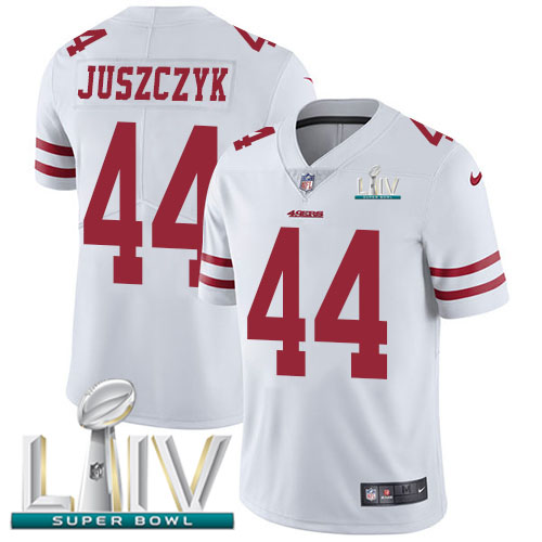 49ers #44 Kyle Juszczyk White Super Bowl LIV 2020 Men’s Stitched NFL Vapor Untouchable Jersey