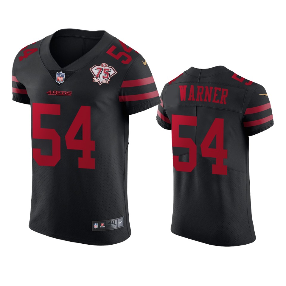 49ers #54 Fred Warner Black Alternate Men’s 75th Anniversary Stitched NFL Vapor Untouchable Elite Jersey