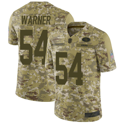 49ers #54 Fred Warner Camo Men’s Stitched NFL 2018 Salute To Service Jersey