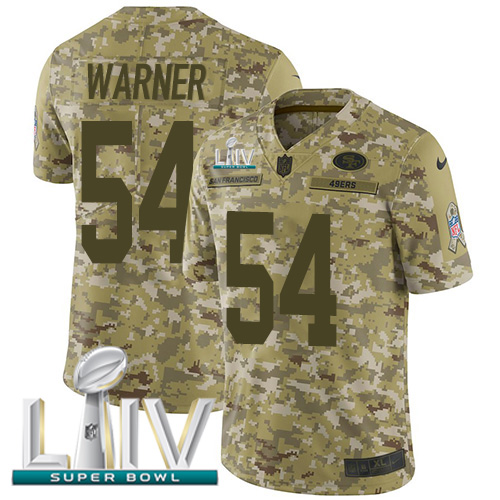 49ers #54 Fred Warner Camo Super Bowl LIV 2020 Men’s Stitched NFL 2018 Salute To Service Jersey