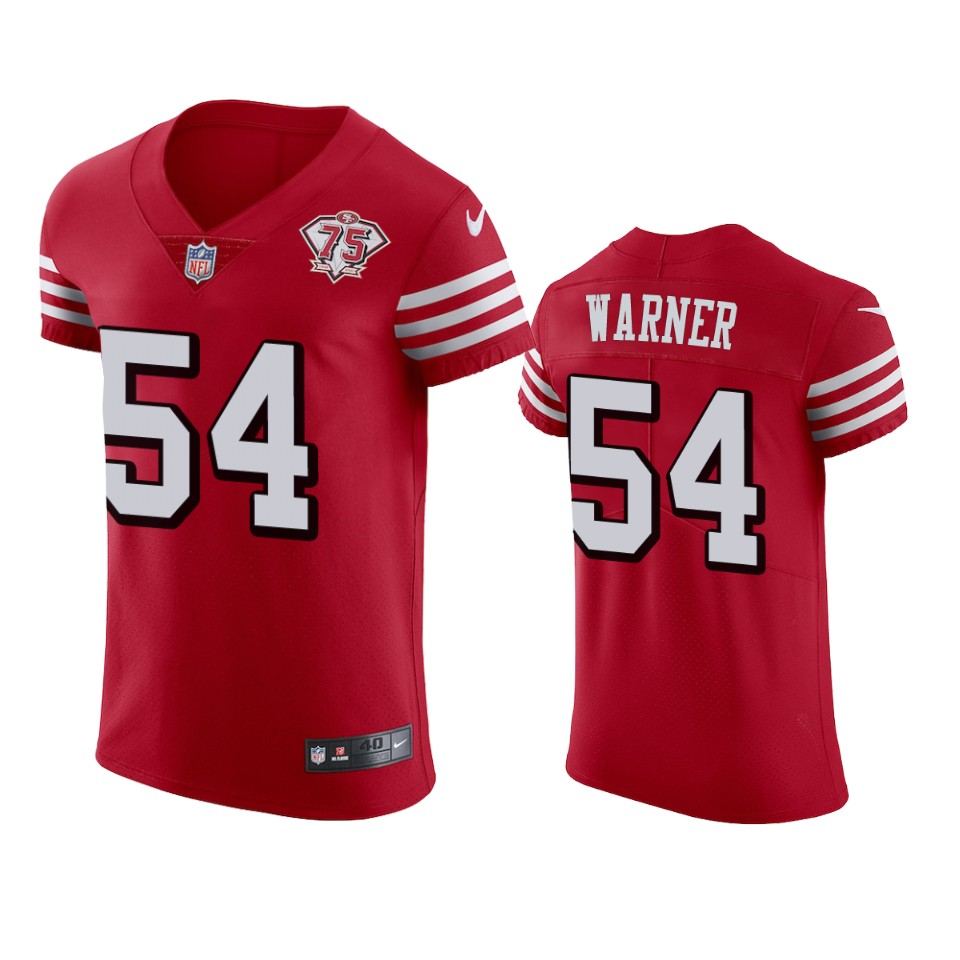 49ers #54 Fred Warner Red Rush Men’s 75th Anniversary Stitched NFL Vapor Untouchable Elite Jersey
