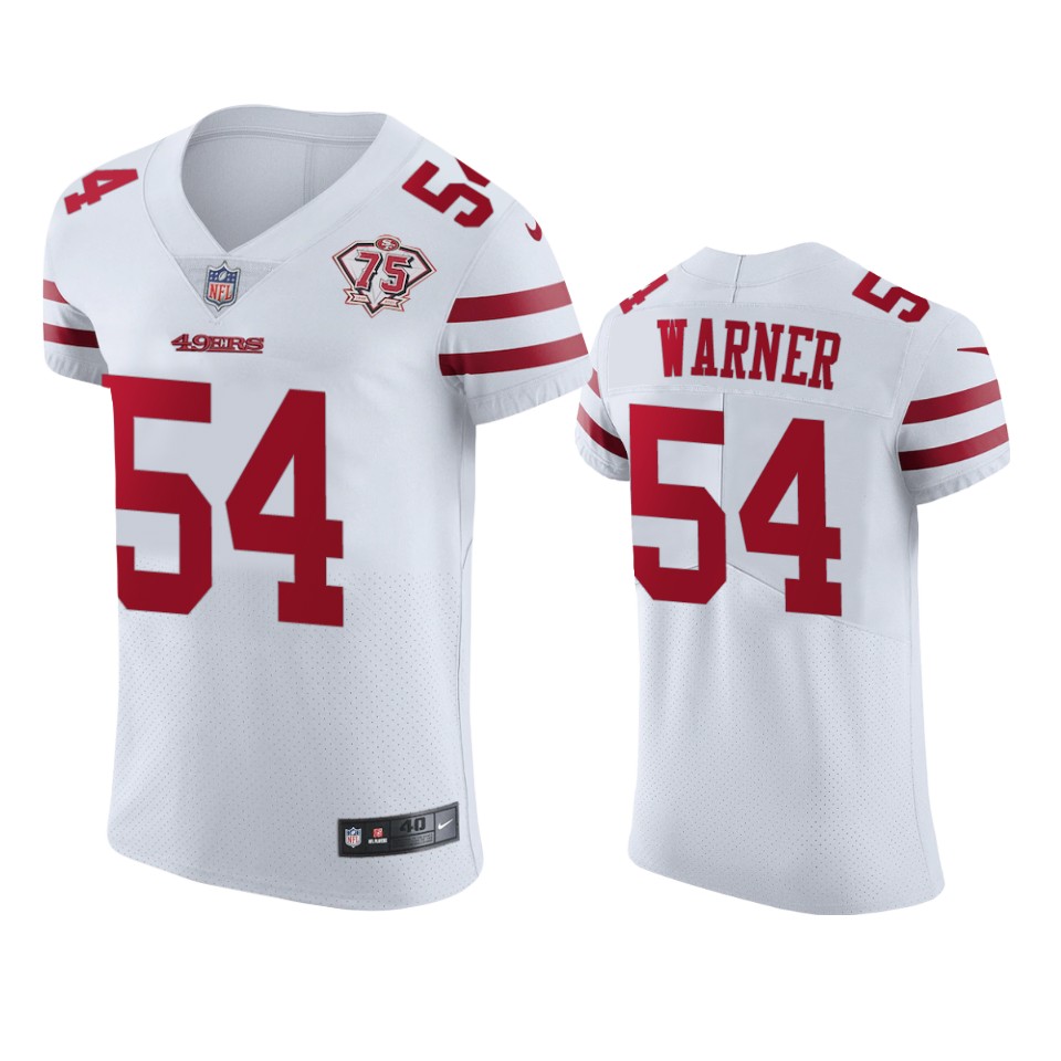 49ers #54 Fred Warner White Men’s 75th Anniversary Stitched NFL Vapor Untouchable Elite Jersey