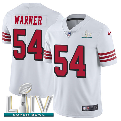 49ers #54 Fred Warner White Super Bowl LIV 2020 Rush Youth Stitched NFL Vapor Untouchable Jersey