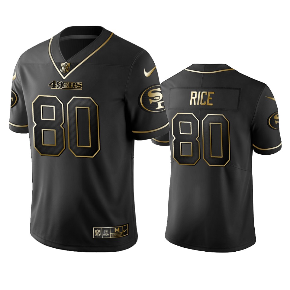 49ers #80 Jerry Rice Black Golden Edition Stitched NFL Jersey