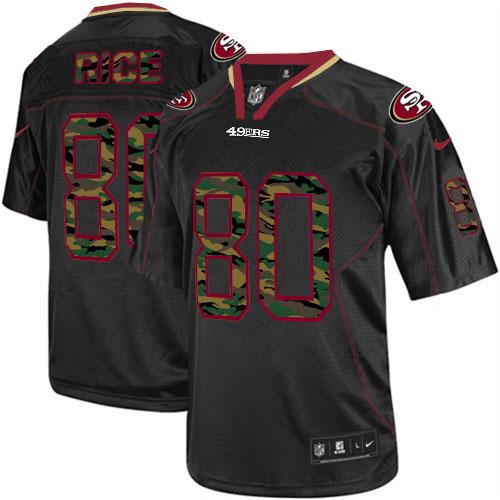 49ers #80 Jerry Rice Black Men’s Stitched NFL Elite Camo Fashion Jersey