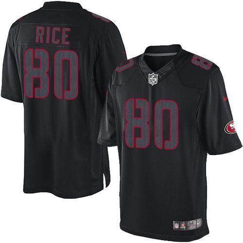 49ers #80 Jerry Rice Black Men’s Stitched NFL Impact Jersey