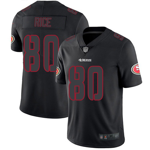 49ers #80 Jerry Rice Black Men’s Stitched NFL Rush Impact Jersey