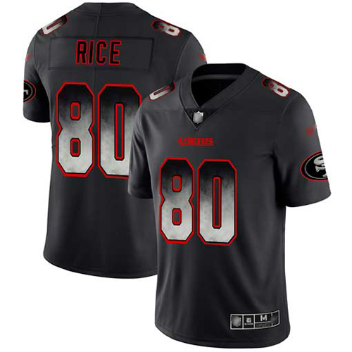 49ers #80 Jerry Rice Black Men’s Stitched NFL Vapor Untouchable Smoke Fashion Jersey